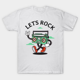 Let's Rock Vintage Radio Illustration T-Shirt